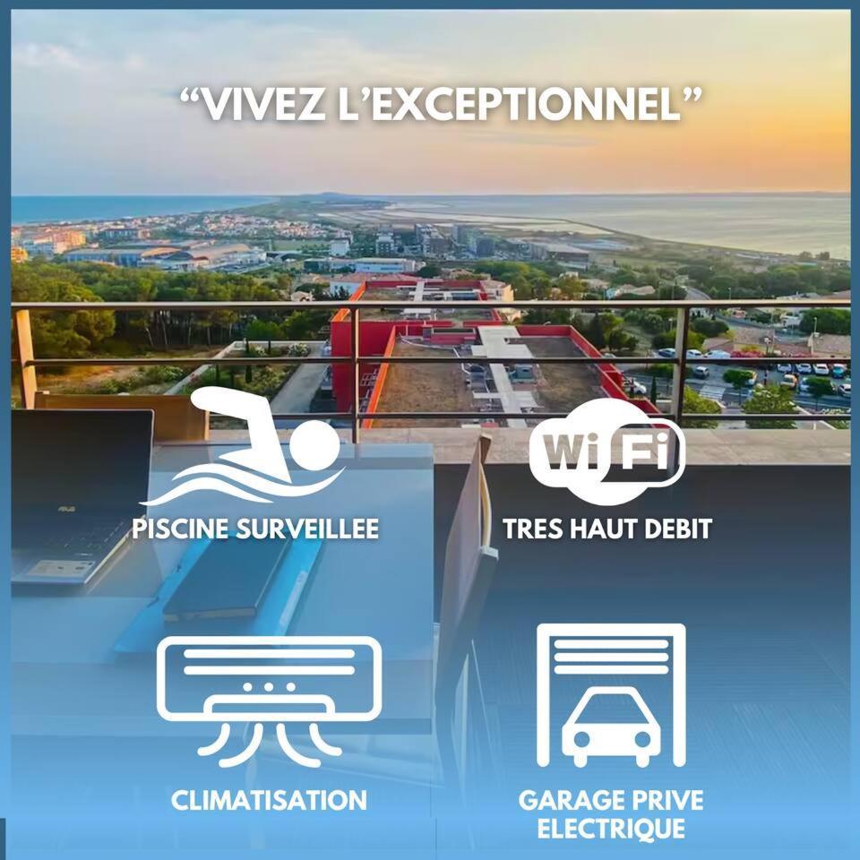 Luxueux T3 Piscine Et Vue Somptueuse Apartment Sete Bagian luar foto